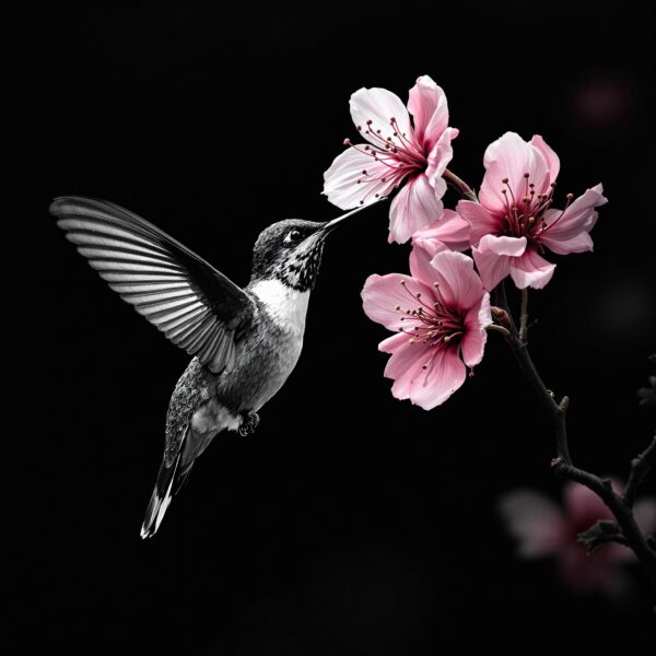 Bird with pink rose