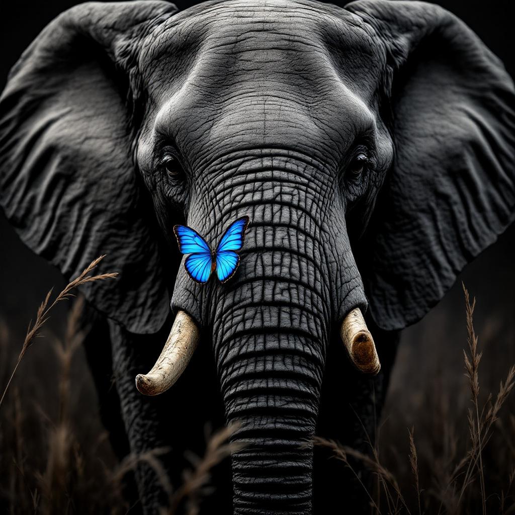 Olifant Close-up Met Vlinder