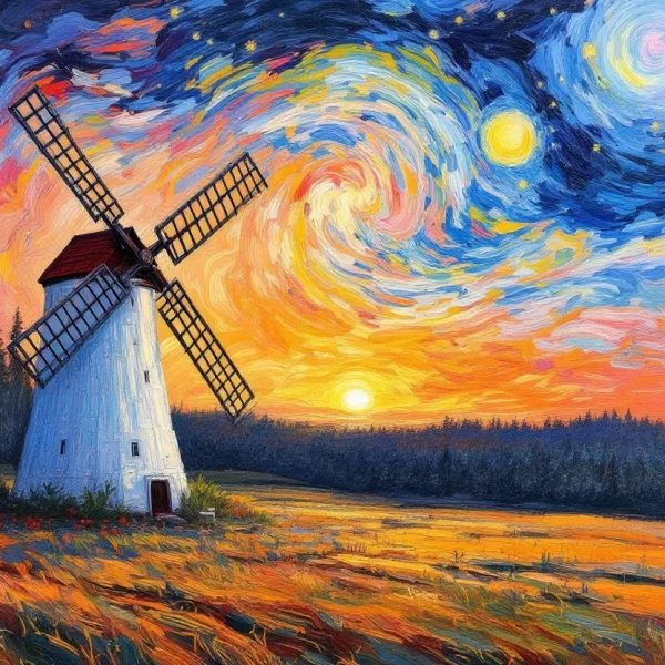 Nederlandse Molen Bij Zonsondergang