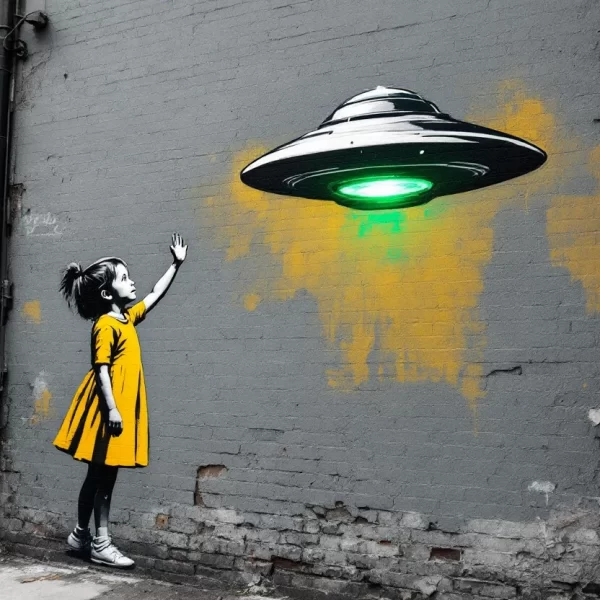 Girl En UFO Straatkunst