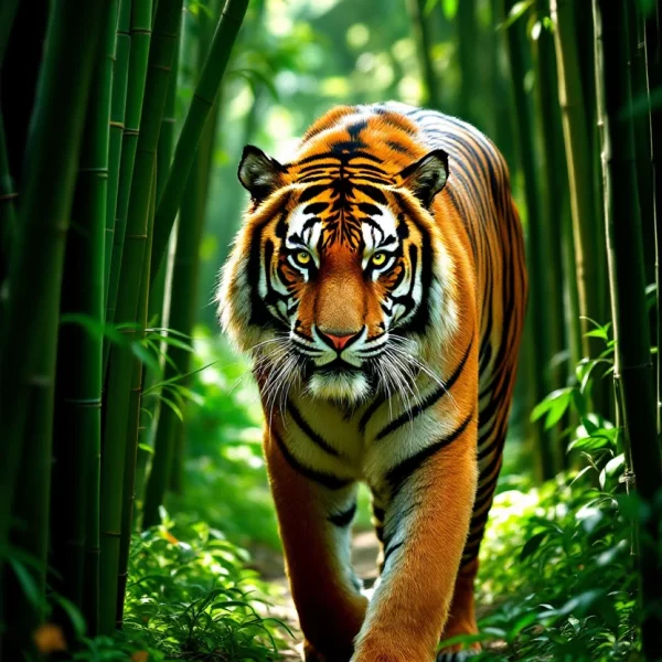 Machtige Tijger En Bamboe