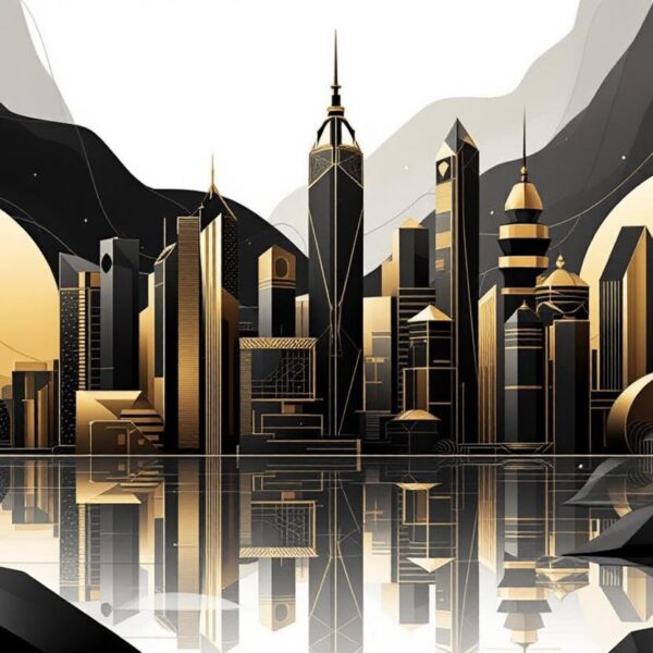 Skyline In Black And Gold