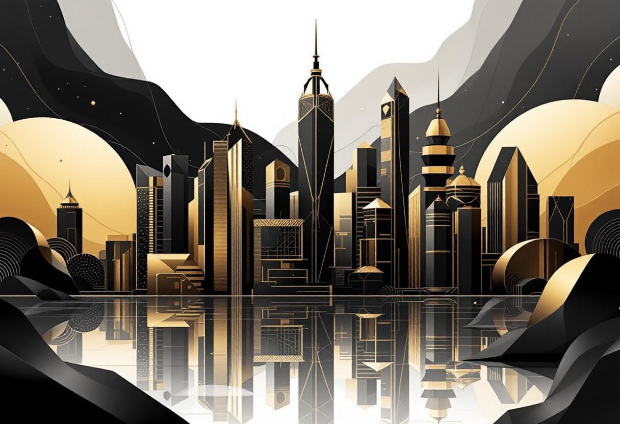 Skyline In Black And Gold