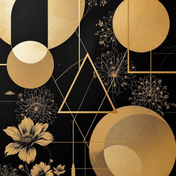 Golden Flowers And Shapes