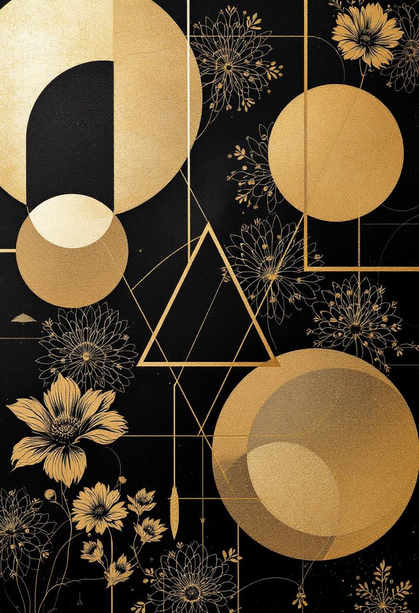 Golden Flowers And Shapes