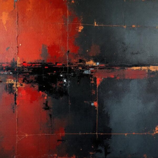 Abstract, zwart, rood en geel
