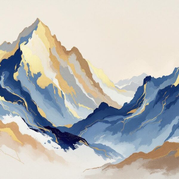 Abstracte bergen blauw en goud