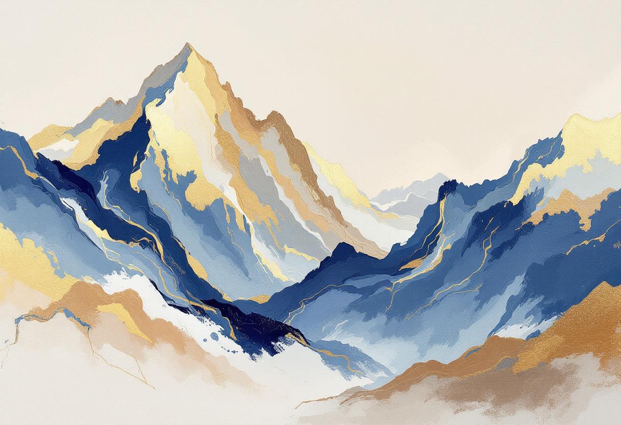 Abstracte bergen blauw en goud