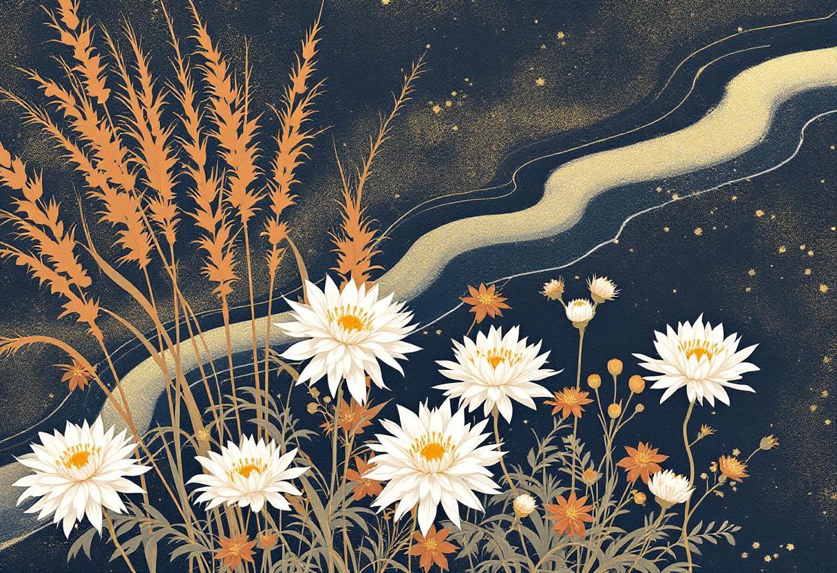 Rinpa school bloemen landschap