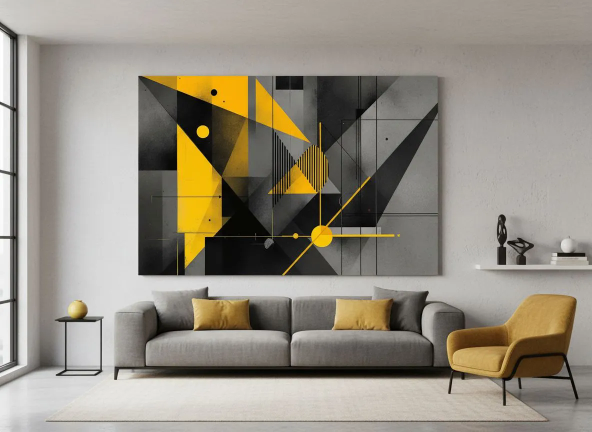 Geometrisch zwart, geel en staal - Afbeelding 5