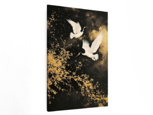 Kraanvogels met gouden achtergrond