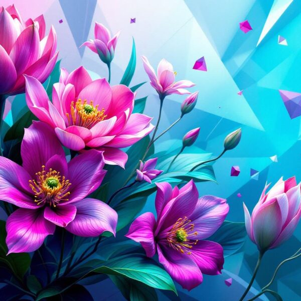 Bloemen met geometrische achtergrond