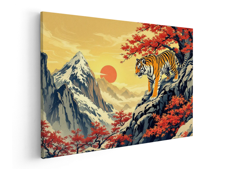 Tijger en bergen ukiyo-e - Afbeelding 2