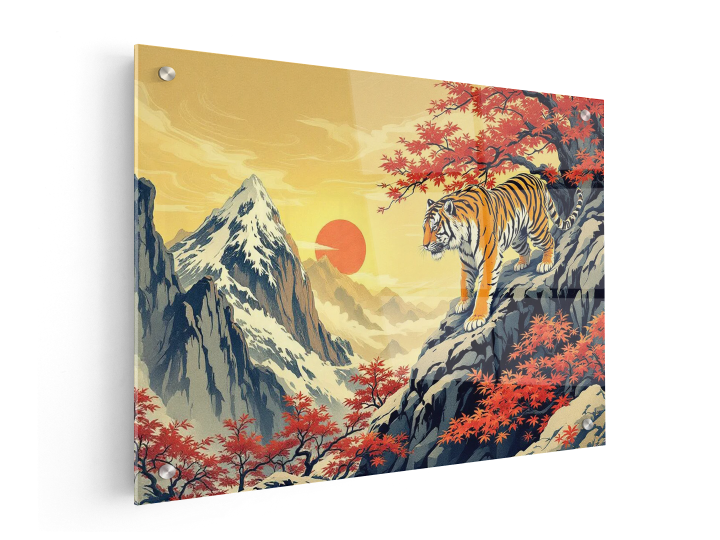 Tijger en bergen ukiyo-e - Afbeelding 3