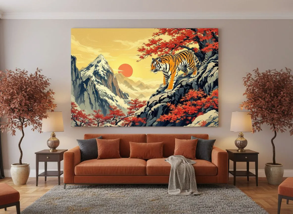 Tijger en bergen ukiyo-e - Afbeelding 5