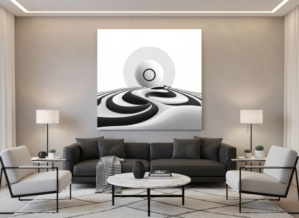 Zwart en wit abstract - Afbeelding 5