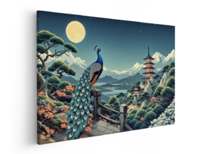 Pauw kijkt uit over Japan ukiyo-e