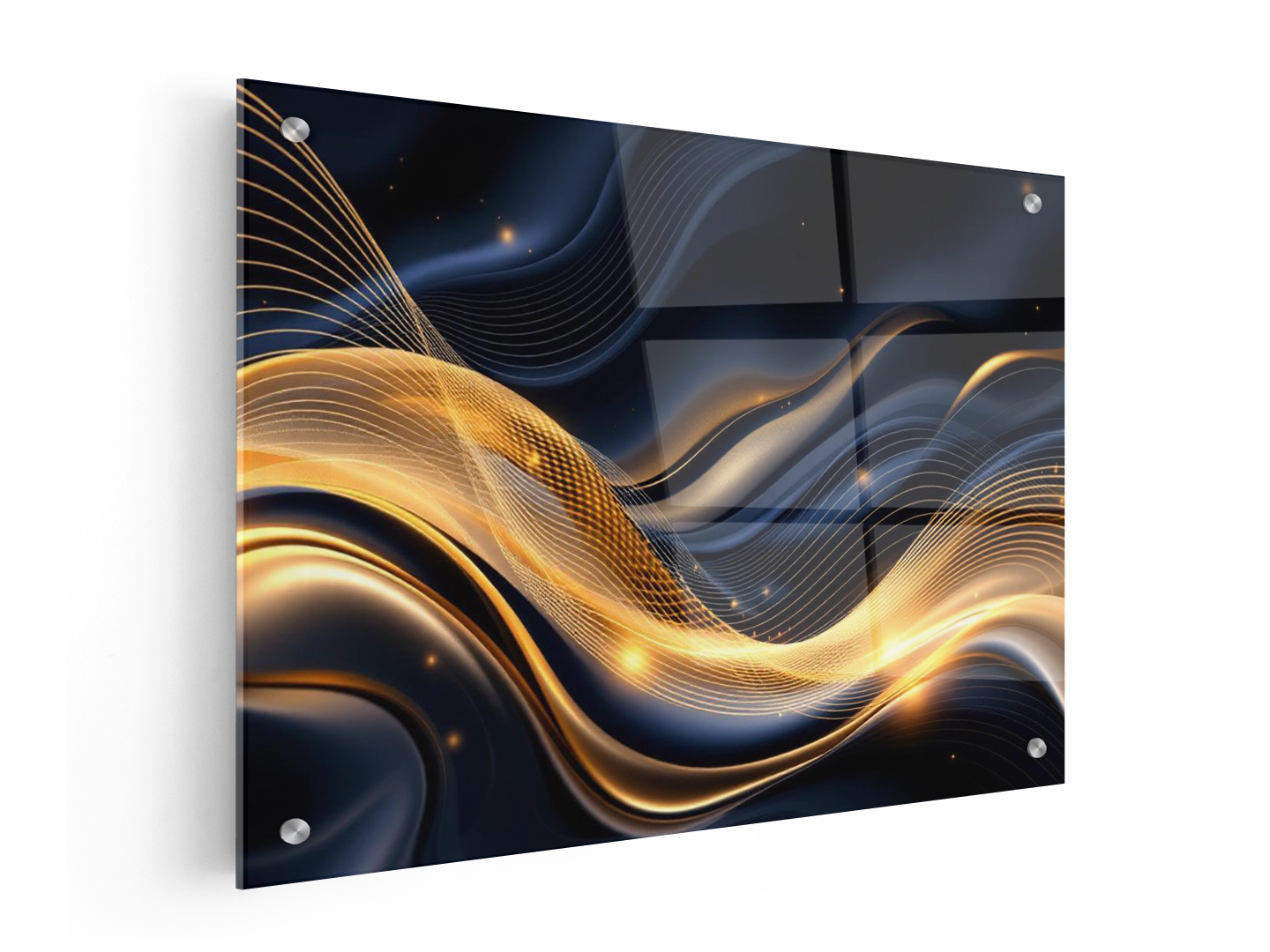 Goud en blauw abstract - Afbeelding 3