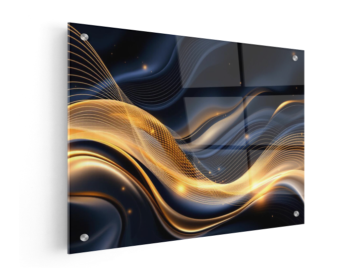 Goud en blauw abstract - Afbeelding 3