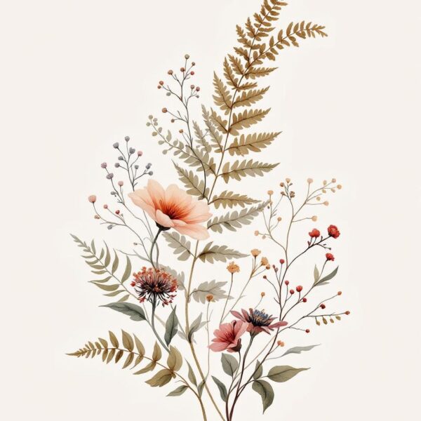 Bloemen en blad subtiel