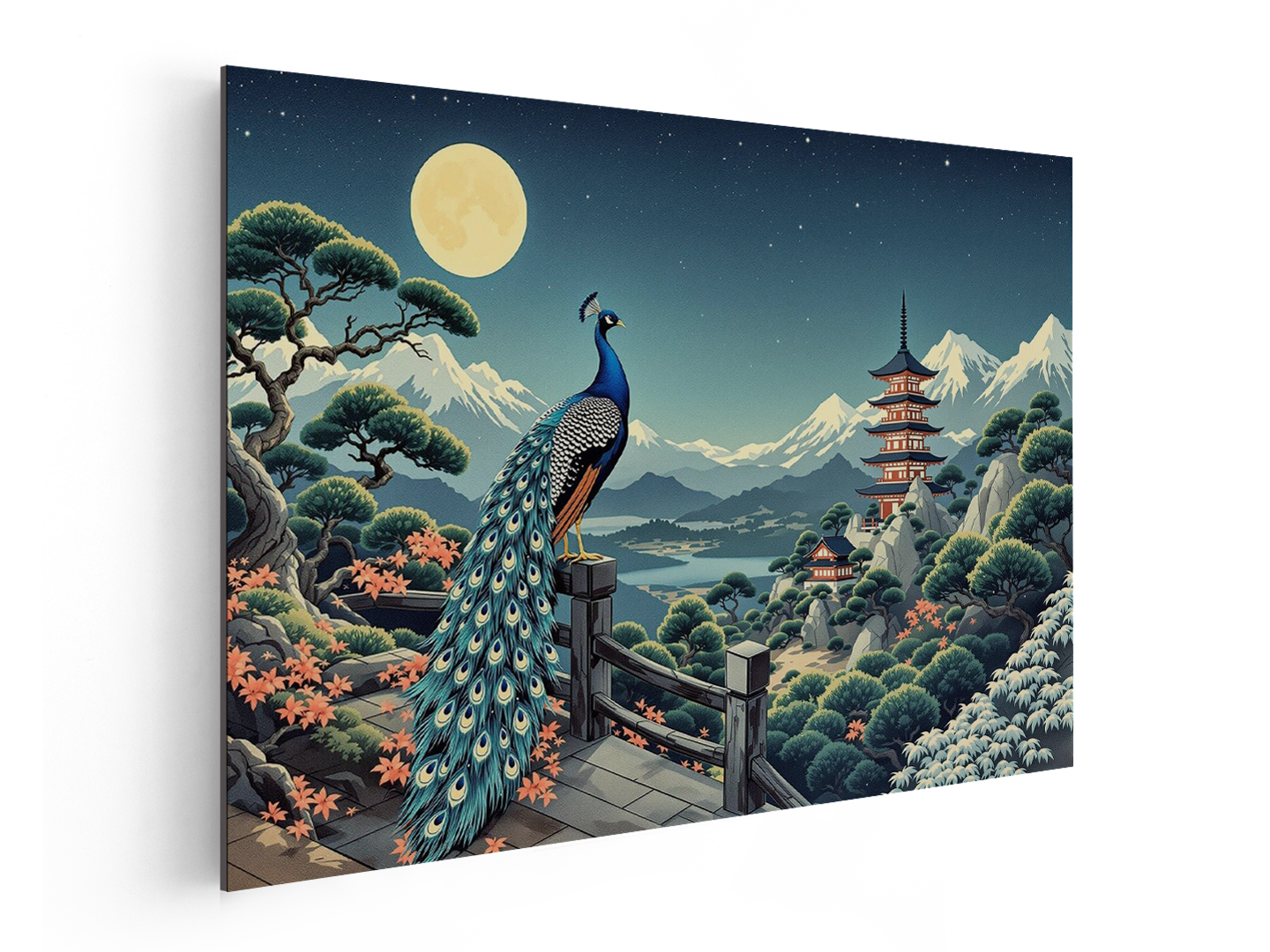 Pauw kijkt uit over Japan ukiyo-e - Afbeelding 4