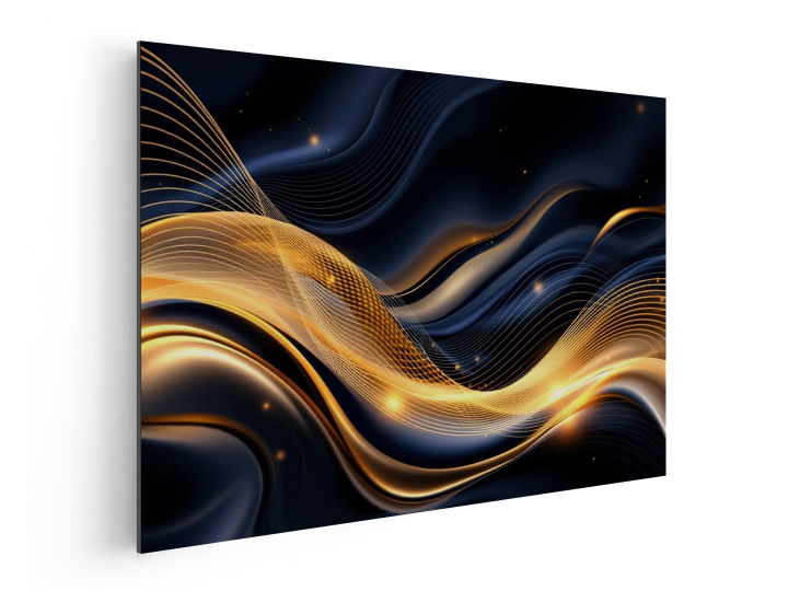 Goud en blauw abstract - Afbeelding 4