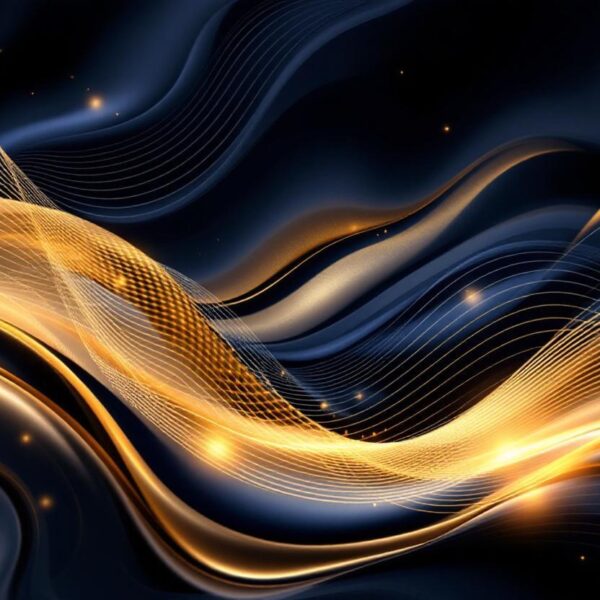 Goud en blauw abstract