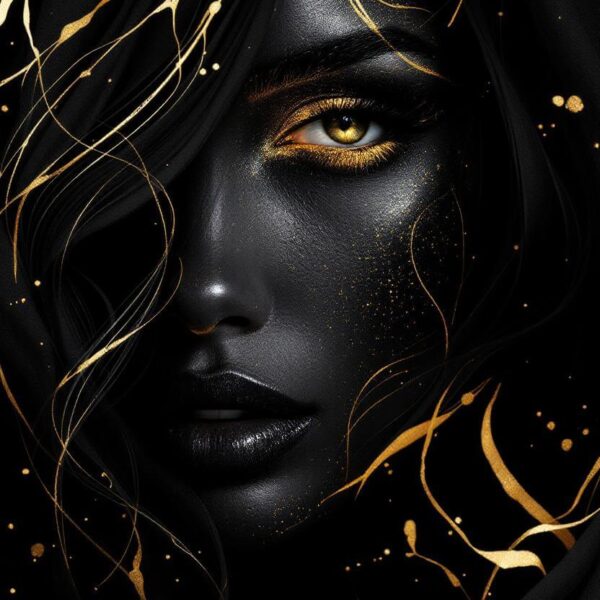 Zwart, wit, goud portret