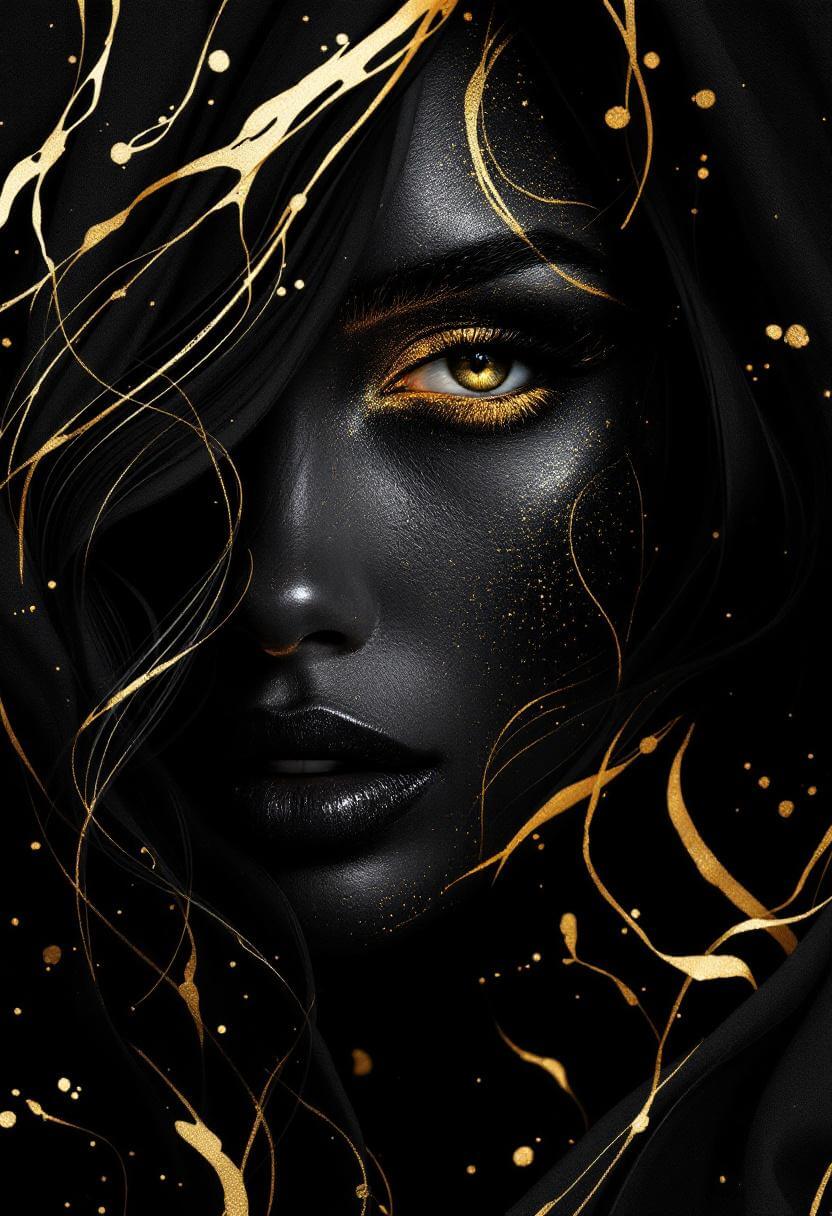 Zwart, wit, goud portret