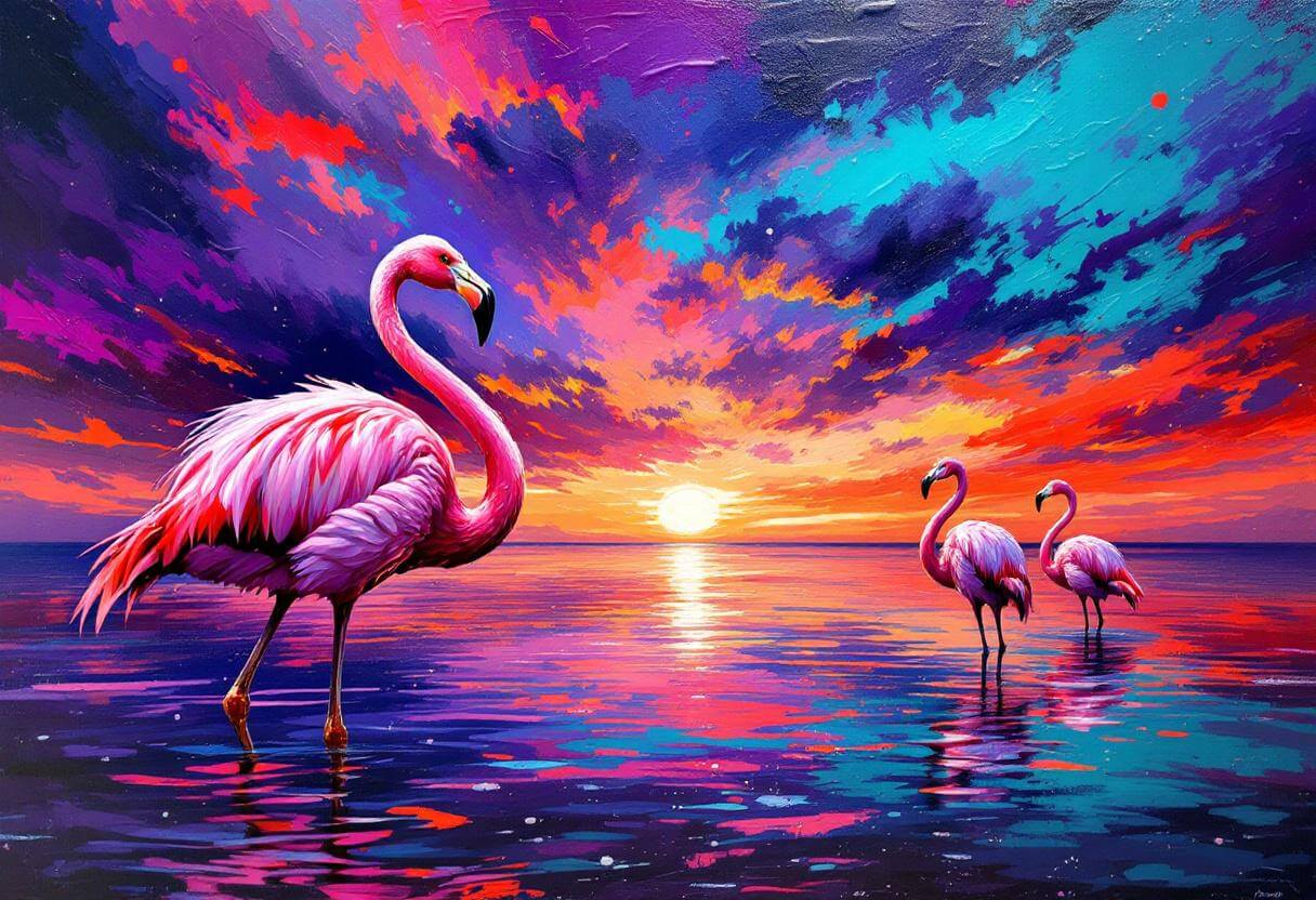 Kleurrijke flamingo's