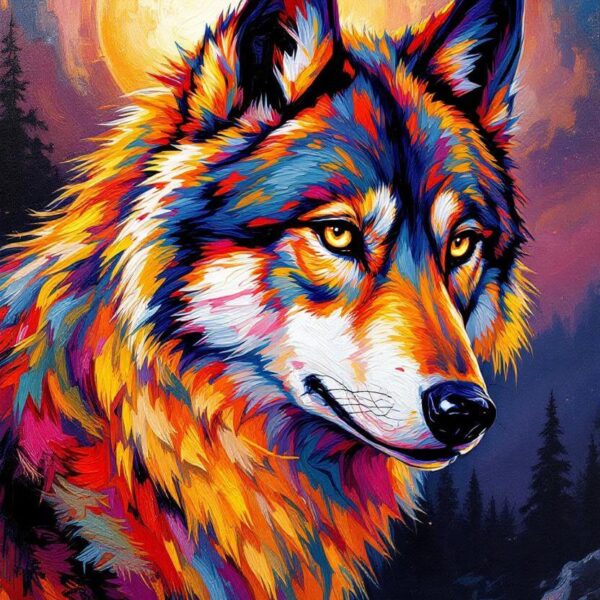 Kleurrijke wolf