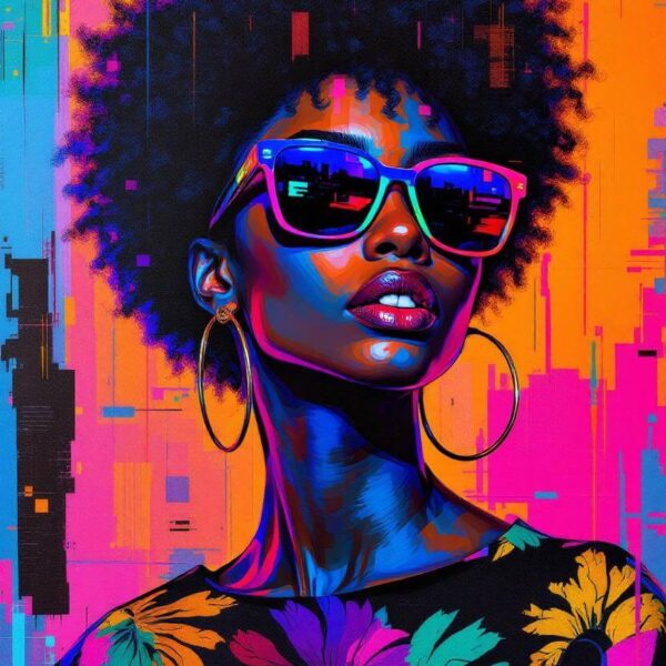 Afro vaporwave portret