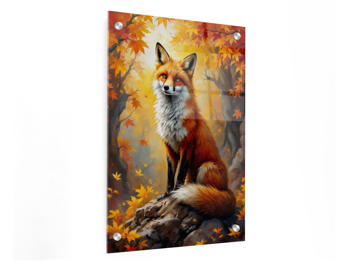 Vos met herfst achtergrond - Afbeelding 3