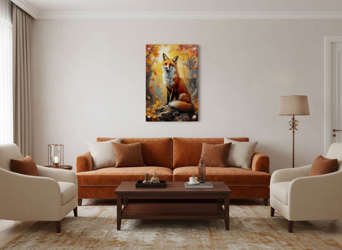 Vos met herfst achtergrond - Afbeelding 5