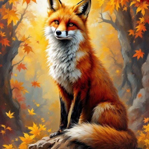 Vos met herfst achtergrond