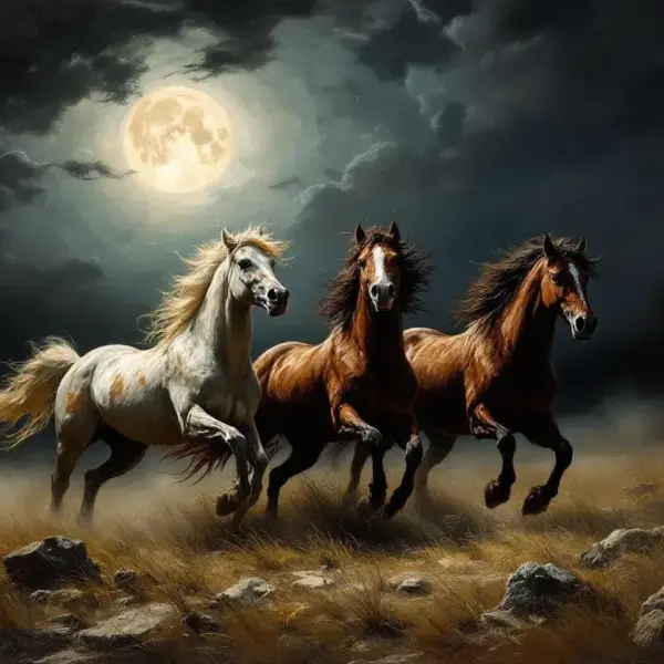 Paarden in maanlicht