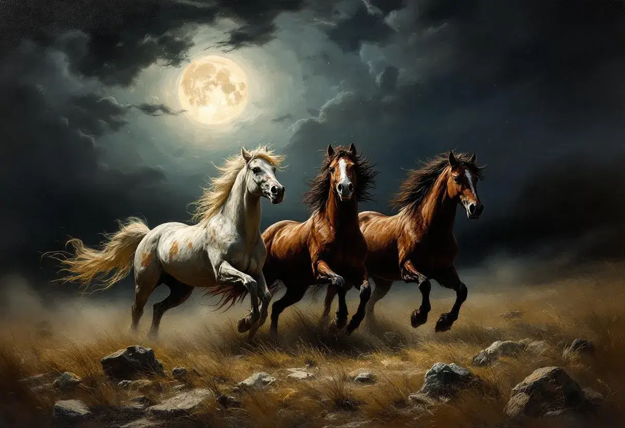 Paarden in maanlicht