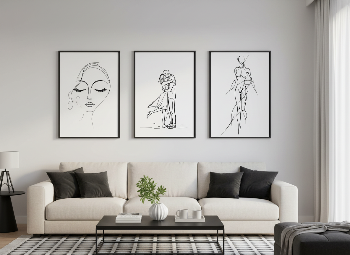 Gesloten ogen line-art gezicht - Afbeelding 5