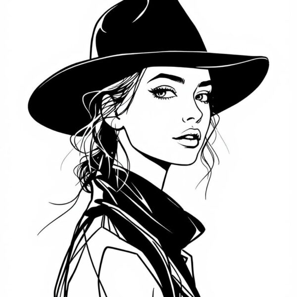 Cowgirl line-art