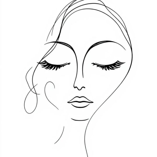 Gesloten ogen line-art gezicht
