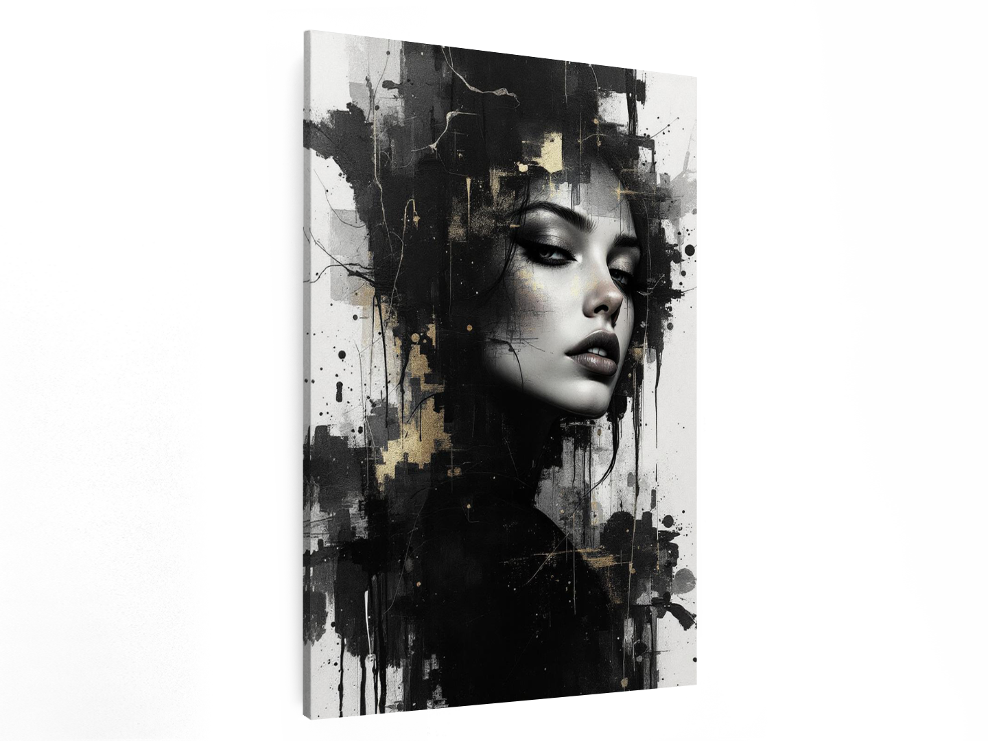 Abstract portret met goud - Afbeelding 2