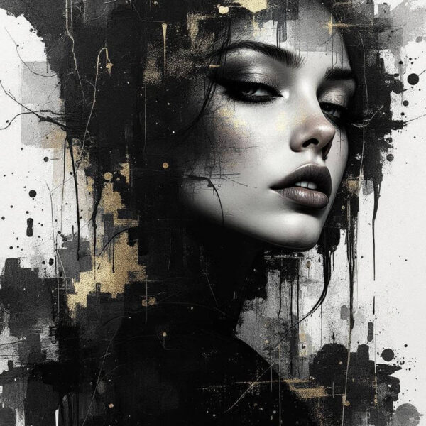 Abstract portret met goud