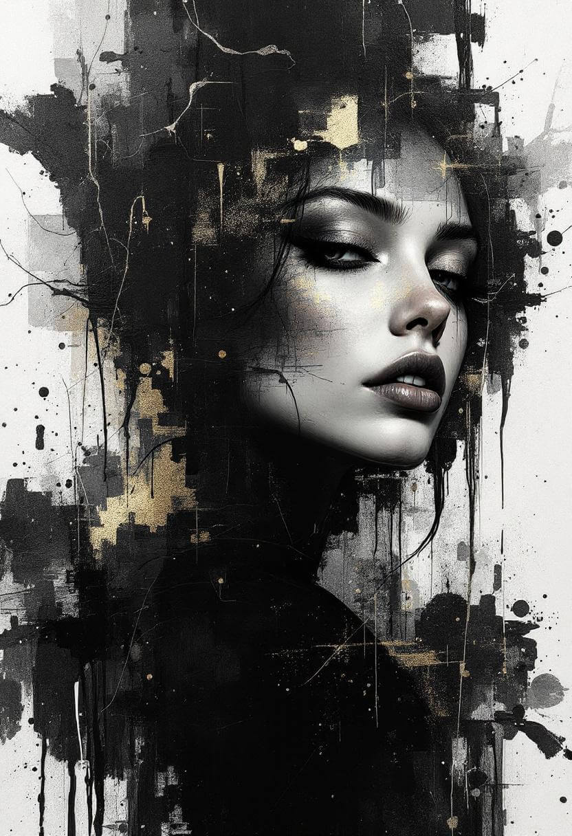 Abstract portret met goud