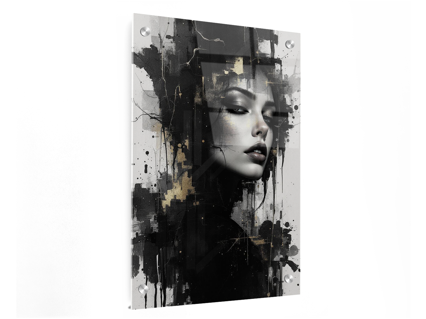 Abstract portret met goud - Afbeelding 3