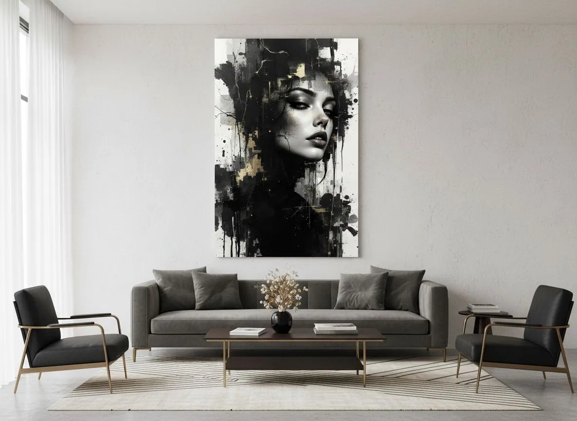 Abstract portret met goud - Afbeelding 5