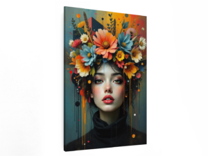 Portret met bloemenkroon