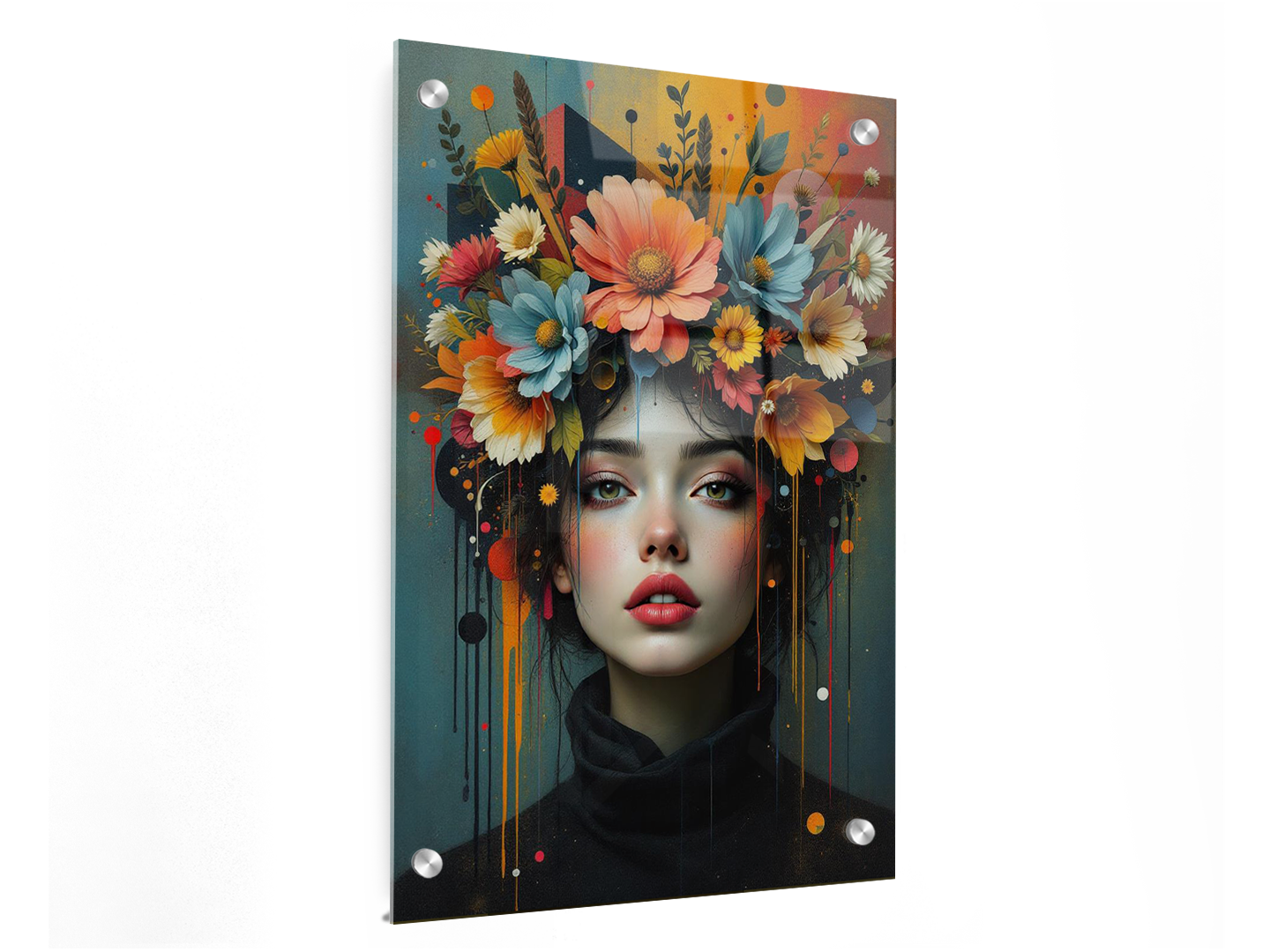 Portret met bloemenkroon - Afbeelding 3