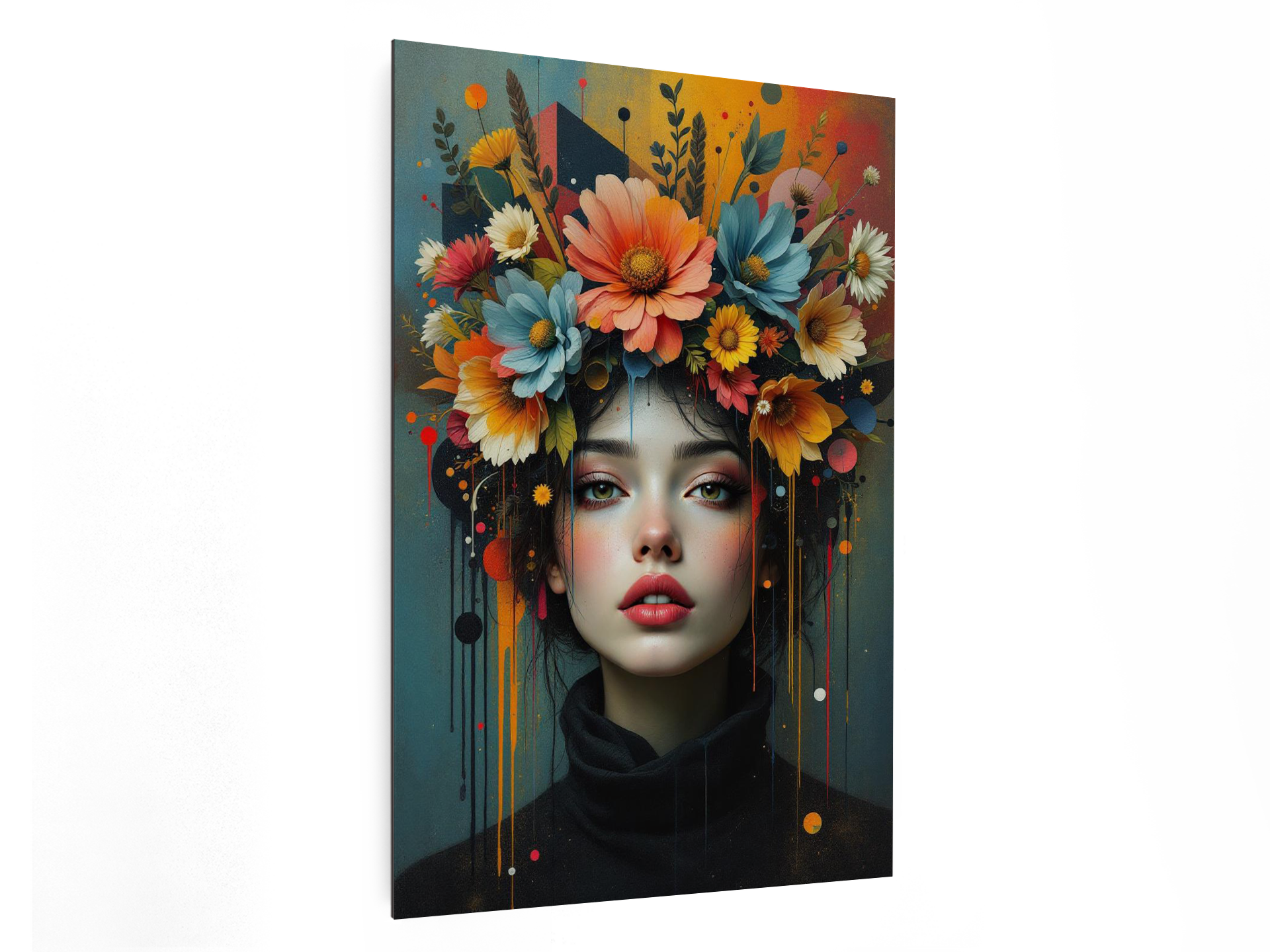 Portret met bloemenkroon - Afbeelding 4