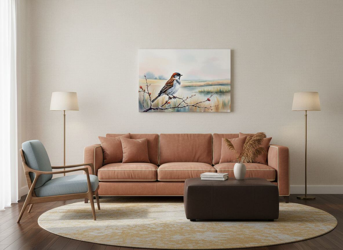 Waterverf vogel met landschap - Afbeelding 5