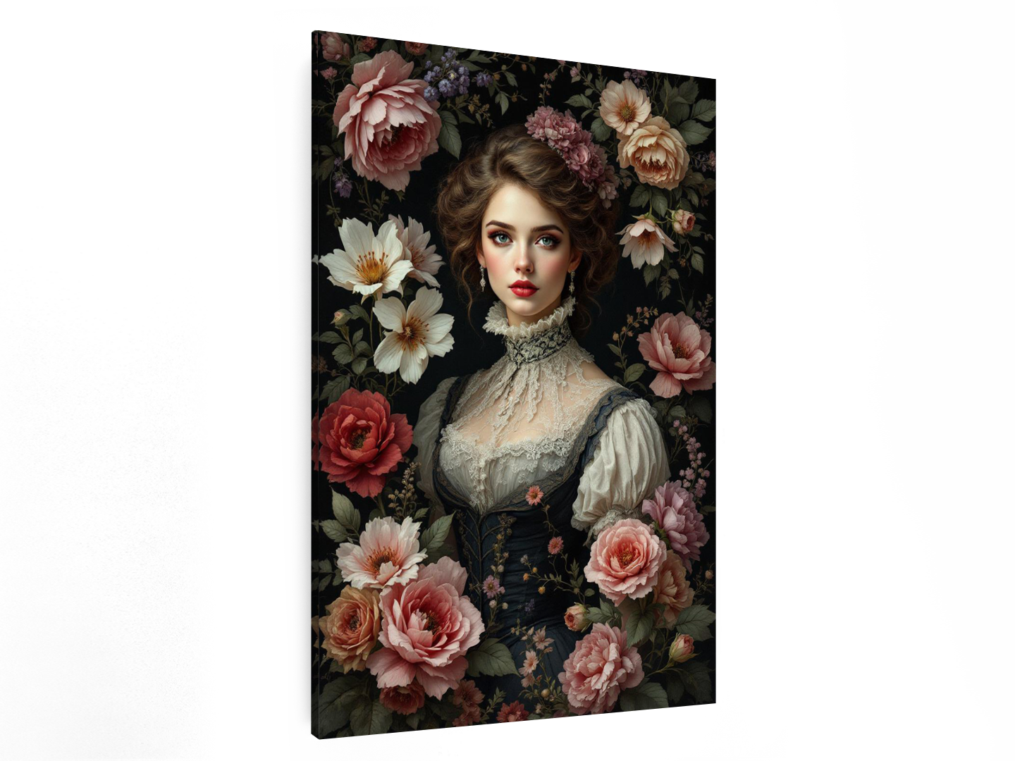 Victoriaans portret met bloemen - Afbeelding 2